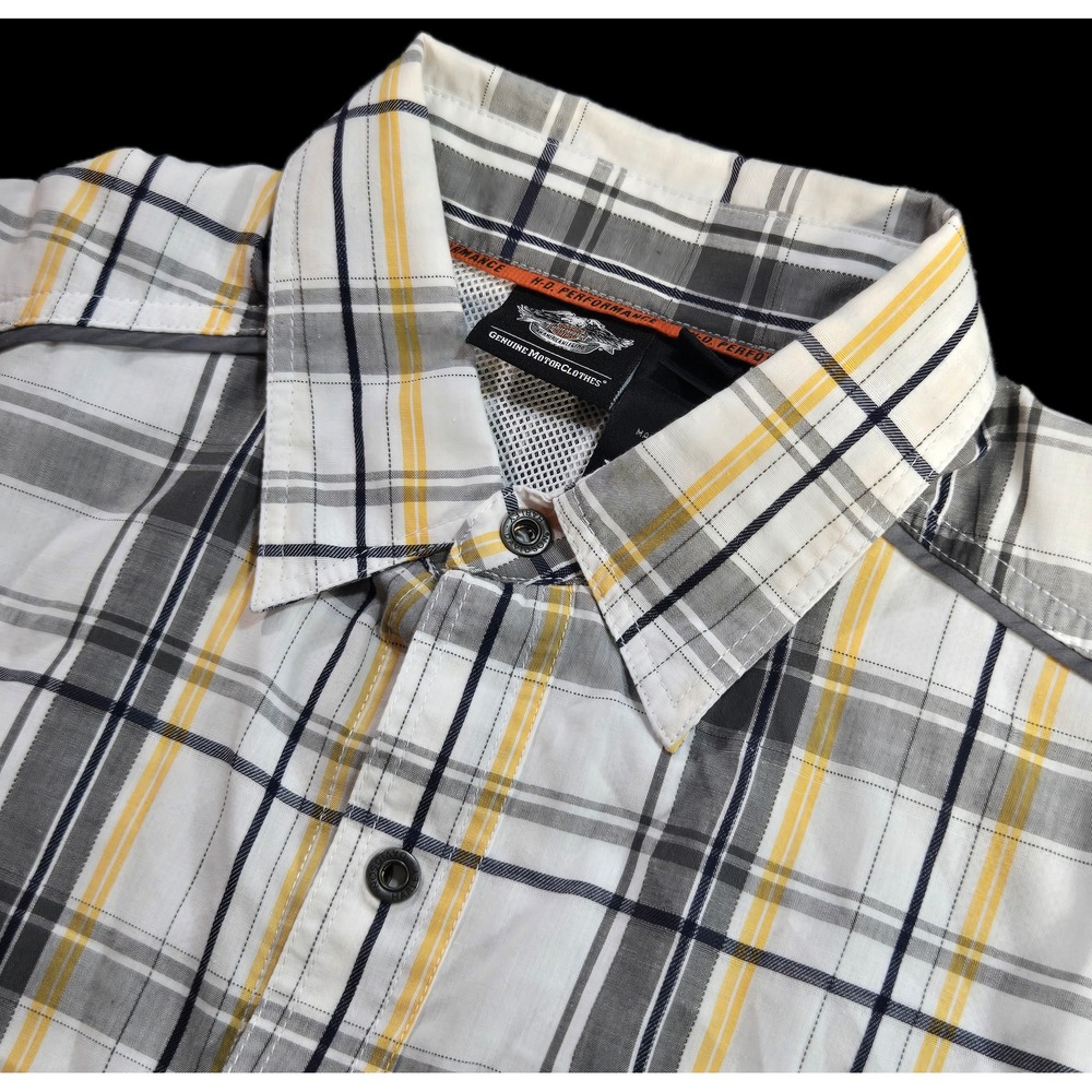 Harley-Davidson Mens Performance Plaid Short Sleeve Snap Button Shirt L Motorcyc
